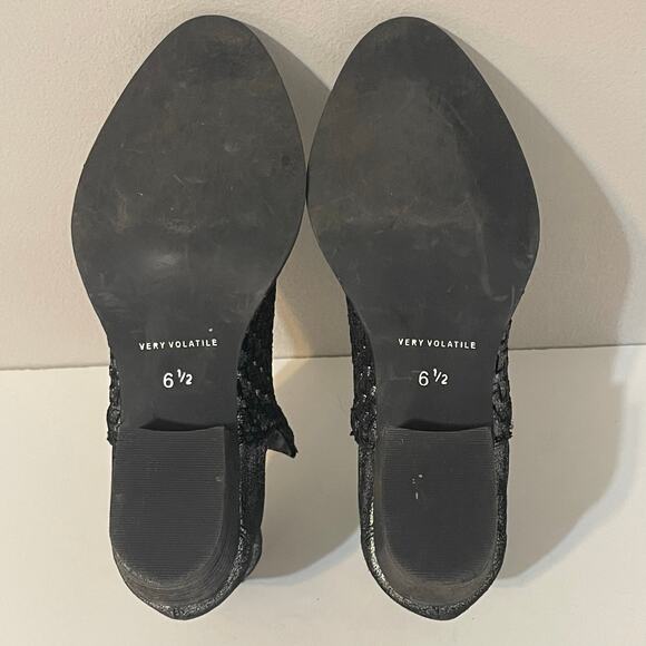 Very Volatile Malone Pewter Metallic Woven Leather Ankle Booties Women's Sz 6.5 - Picture 9 of 9